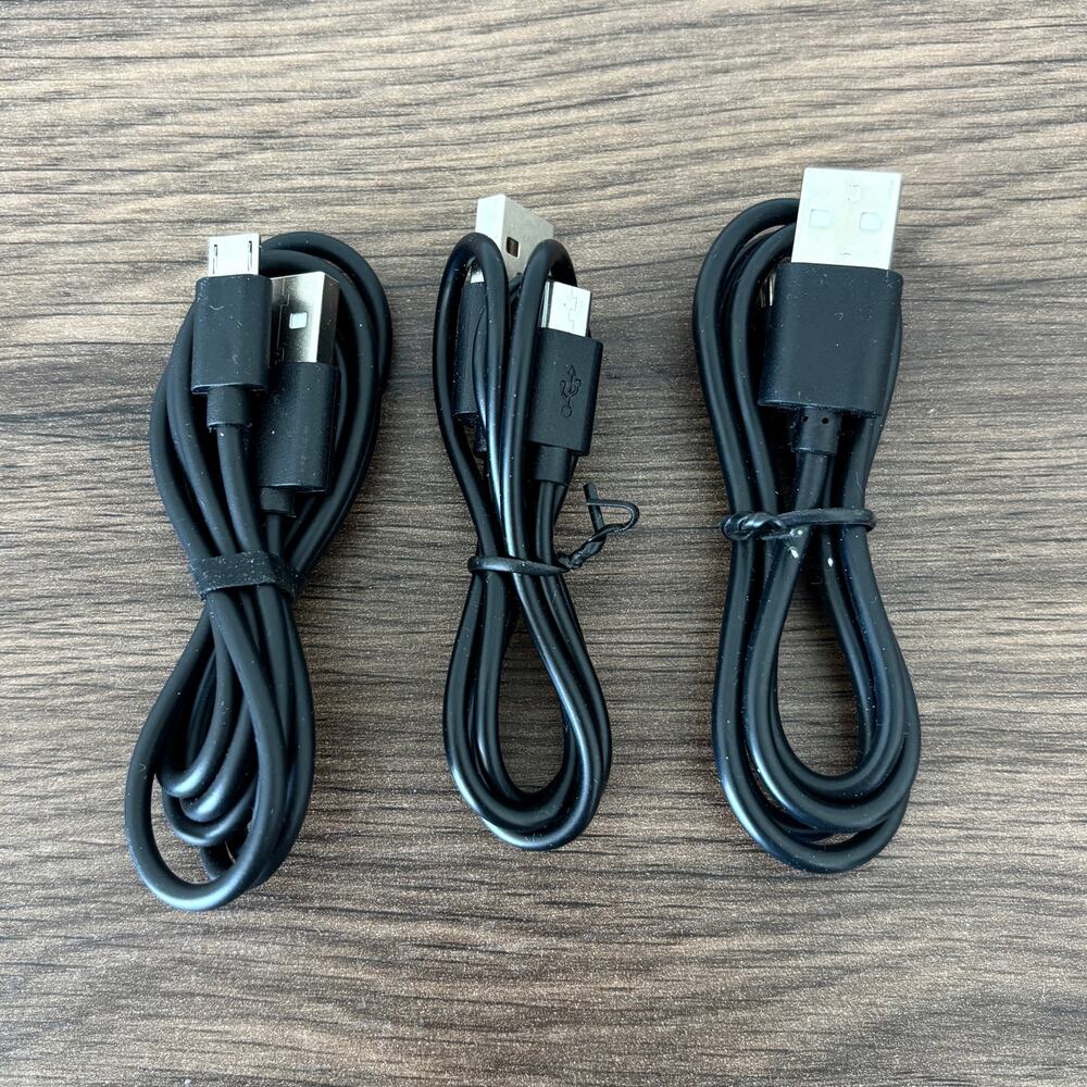 Micro USB Cables - Black - Short - 2FT Each - Pack of 3 Cables